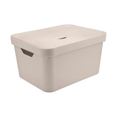 Caixa Organizadora Cube Bege 32 L Tampa 46 X 36 X 24,5 Cm