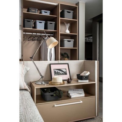 Caixa Organizadora Cube Bege 32 L Tampa 46 X 36 X 24,5 Cm