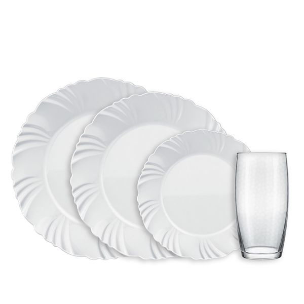 Aparelho de Jantar Duralex Nadir Pétala com Copos Favo 16 Peças Aparelho de Jantar Duralex Nadir Pétala com Copos Favo 16 Peças