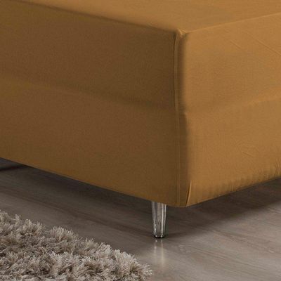 Jogo De Cama Queen Nobre 3 Peças Luva De Box 55cm De Altura Malha 100% Algodão - Cobre