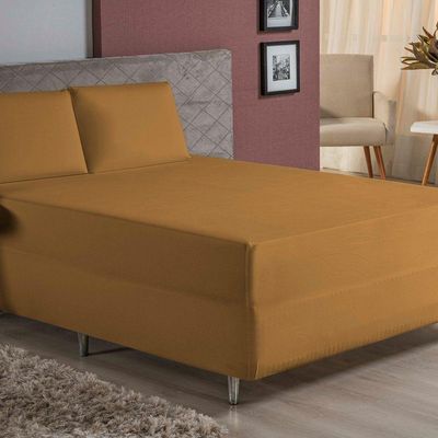 Jogo De Cama Queen Nobre 3 Peças Luva De Box 55cm De Altura Malha 100% Algodão - Cobre