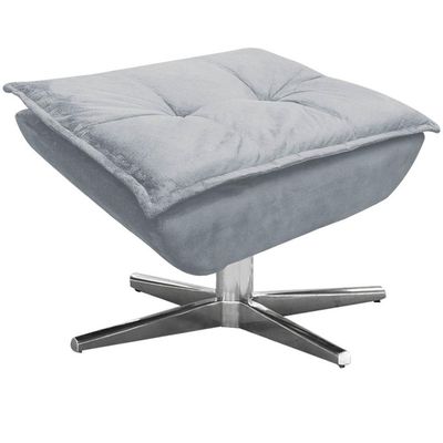 Puff Decorativo Base Giratória Cromada Charger Suede Cinza - Gran Belo