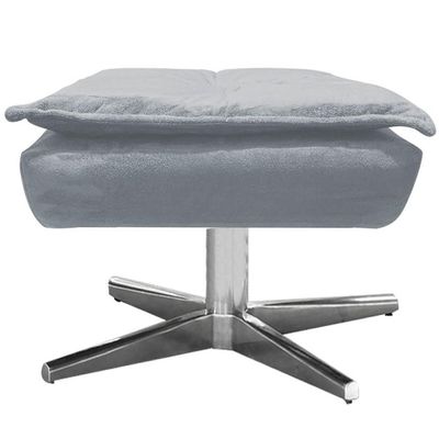 Puff Decorativo Base Giratória Cromada Charger Suede Cinza - Gran Belo