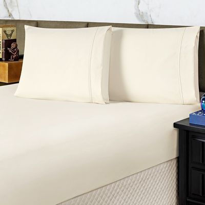 Jogo de Cama Lençol Casal Conforto Percal 300 Fios 3 Peças - Palha