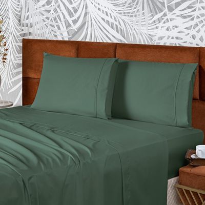 Jogo de Cama Lençol Queen Conforto Percal 300 Fios 4 Peças - Verde