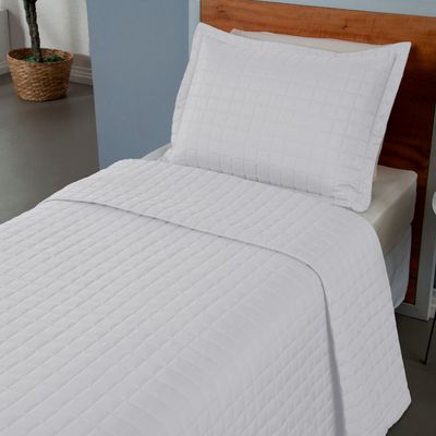 Kit Cobre Leito Matelado Copacabana 2 Peças Solteiro 100% Poliéster Percal 300 Fios - Branco