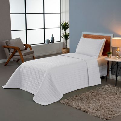 Kit Cobre Leito Matelado Copacabana 2 Peças Solteiro 100% Poliéster Percal 300 Fios - Branco