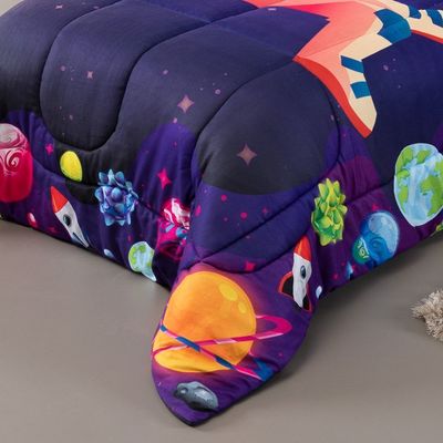 Kit Edredom Plush Fofinho Infantil Dupla Face Dream 2 Peças Solteiro - Astronauta