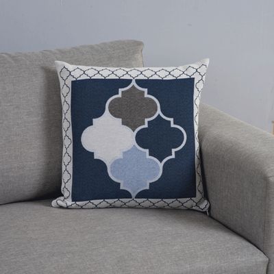Capa Para Almofada Grécia 1 Peça 45cm x 45cm 60% Algodão / 40% Poliéster Tecido Jacquard Com Zíper - Azul
