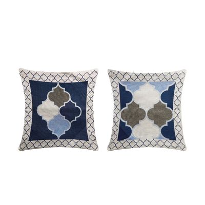 Capa Para Almofada Grécia 1 Peça 45cm x 45cm 60% Algodão / 40% Poliéster Tecido Jacquard Com Zíper - Azul