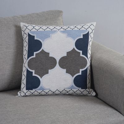 Capa Para Almofada Grécia 1 Peça 45cm x 45cm 60% Algodão / 40% Poliéster Tecido Jacquard Com Zíper - Azul