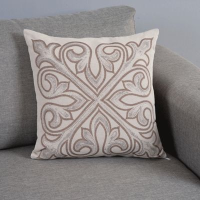 Capa Para Almofada Grécia 1 Peça 45cm x 45cm 60% Algodão / 40% Poliéster Tecido Jacquard Com Zíper - Cáqui