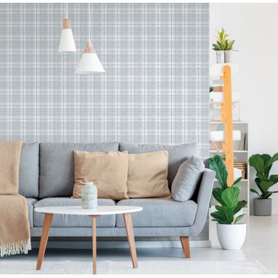 Papel de Parede Essential Xadrez Grid Azul ES98196