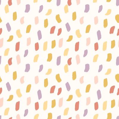Papel de Parede Revoada Mini Pinceladas lilás, vermelho e mostarda 4405