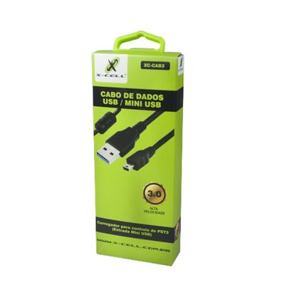 Cabo V3 (Mini USB) 1.8MT GPS Controle PS3 Xcell XC-CAB3