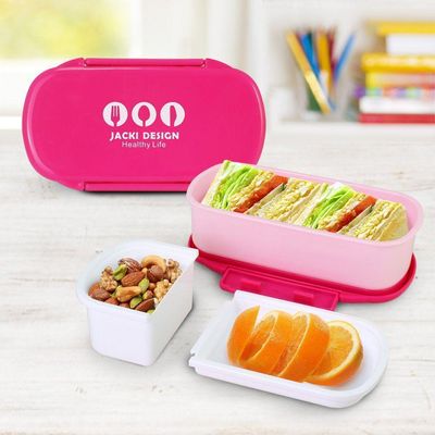 Lancheira Térmica E Pote P/ Lanche 450 Com Garrafa 550ml E Porta Acessórios Multiuso Pink