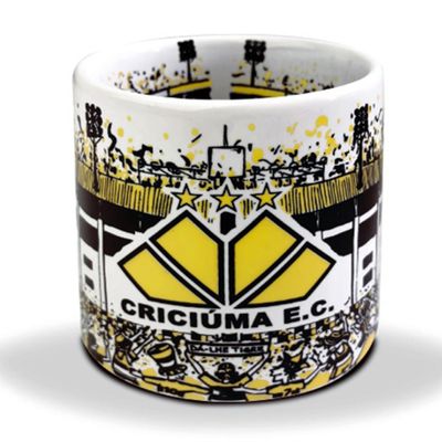 Caneca KazzaVip do Criciúma E.C Cerâmica 360 ML Majestoso Estádio Heriberto Hulse Licenciada Branco