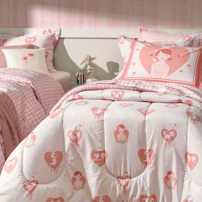 Colcha Infantil Casal Karsten com Porta-travesseiro 200 Fios Ameli Solteiro / Rosa