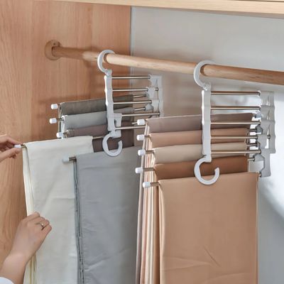 Cabide Dobravel Multiuso 5 Em 1 Organizador Calças Kit 4 Unidades