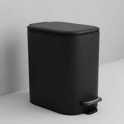Kit Lixeira Escova Sanitaria Banheiro Lavabo Pedal Inox Moderna Premium Black