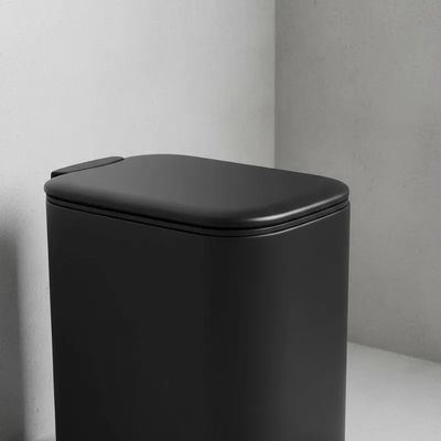 Kit Lixeira Escova Sanitaria Banheiro Lavabo Pedal Inox Moderna Premium Black