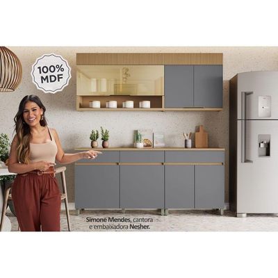 Balcão Cozinha Nesher Realeza C/ 2 Portas 2gavs 120cm Carvalho/greice