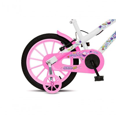 Bicicleta Aurora Fest, Aro 16, Com Freios V-brake, Com Rodas De Apoio, Capa Corrente E Cestinha Branco