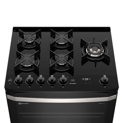 Fogão 5 bocas Electrolux Preto Experience Mesa de Vidro, Grill e PerfectCook360 (FE5CB) 127V