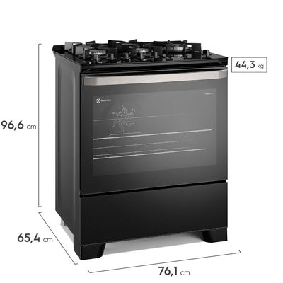 Fogão 5 bocas Electrolux Preto Experience Mesa de Vidro, Grill e PerfectCook360 (FE5CB) 127V