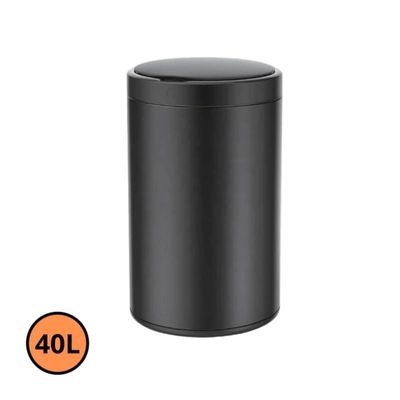 Lixeira Automática Redonda Inox Preto 40 Litros com Sensor