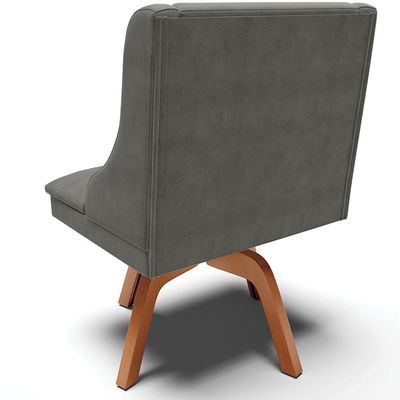 Kit 4 Cadeiras Decorativas Sala de Jantar Base Giratória de Madeira Firenze Suede Grafite/Natural G19 - Gran Belo