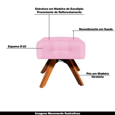 Puff Decorativo Base Giratória Karen Suede Rosa - Gran Belo