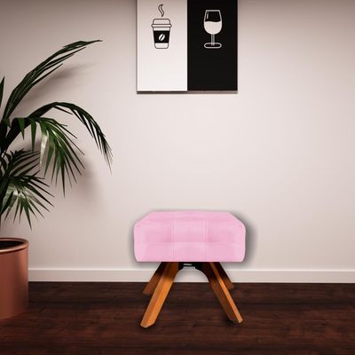 Puff Decorativo Base Giratória Karen Suede Rosa - Gran Belo