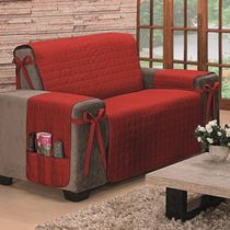 Protetor De Sofá Dupla Face Premium 2 Lugares King - Vermelho/Cáqui