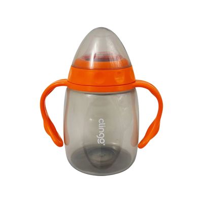 Copo Com Alça E Bico De Silicone 220ml Laranja - Clingo