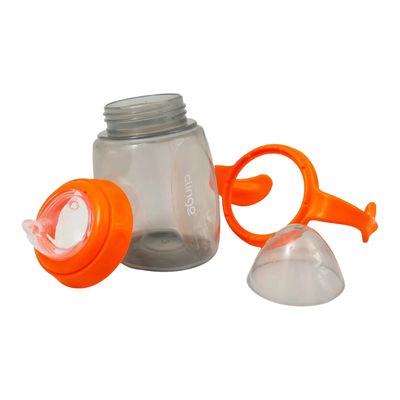 Copo Com Alça E Bico De Silicone 220ml Laranja - Clingo