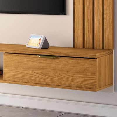 Painel Para TV 70 Pol com Bancada Suspensa Soleil B01 Cinamomo Off White - Lyam Decor