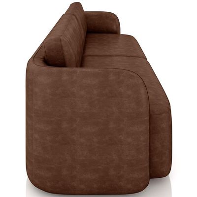 Sofá 3 Lugares Sala Living Orgânico 220cm Oregon K01 Couríssimo Marrom - Lyam Decor