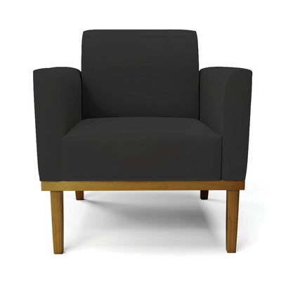 Kit 2 Poltronas Decorativas Karen Pés Fixo em Madeira Castanho Veludo Preto G19 - Gran Belo