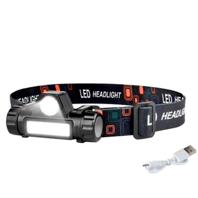 Lanterna de Cabeça LED Ajustável Carregamento USB