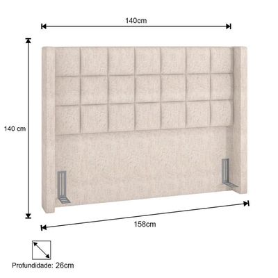 Cabeceira Cama Casal 140cm Pisa P02 Linho Cru - Mpozenato