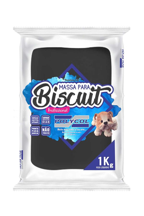 Massa para Biscuit Polymetal 1kg Preto
