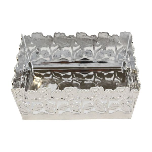 Cesta Le Plástica Grace Quadrada 18cm Prata Cesta Le Plástica Grace Quadrada 18cm Prata