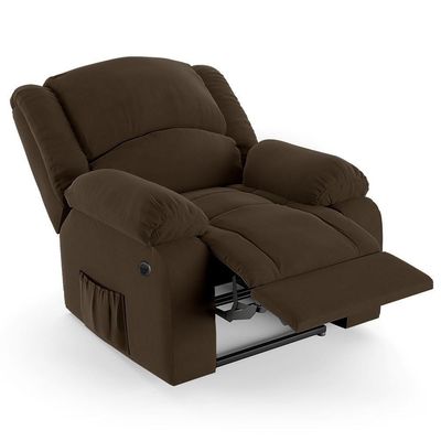 Poltrona Do Papai Reclinável Pietra Power Elétrica Usb Fh9 Veludo Marrom - Mpozenato