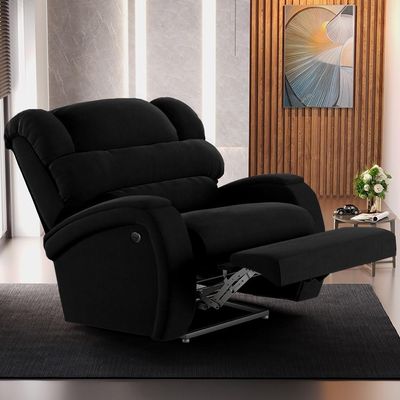 Poltrona Do Papai Reclinável Kalie Power Elétrica Usb Fh9 Veludo Preto - Mpozenato
