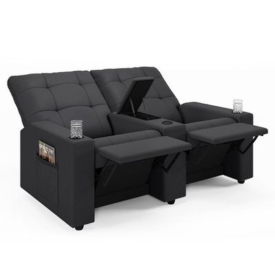 Poltrona De Cinema Reclinável 2 Lugares Baú Usb Mallie Fh9 Veludo Cinza - Mpozenato