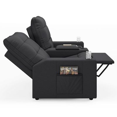 Poltrona De Cinema Reclinável 2 Lugares Baú Usb Mallie Fh9 Veludo Cinza - Mpozenato