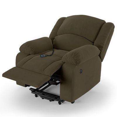 Poltrona Do Papai Reclinável Pietra Elevação Lift Elétrico Fh9 Veludo Capuccino - Mpozenato
