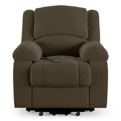 Poltrona Do Papai Reclinável Pietra Elevação Lift Elétrico Fh9 Veludo Capuccino - Mpozenato