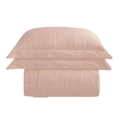 Kit Cobre Leito Colcha Charlote King 3 Peças Dupla Face Liso Classic - Rose - 100% Poliéster